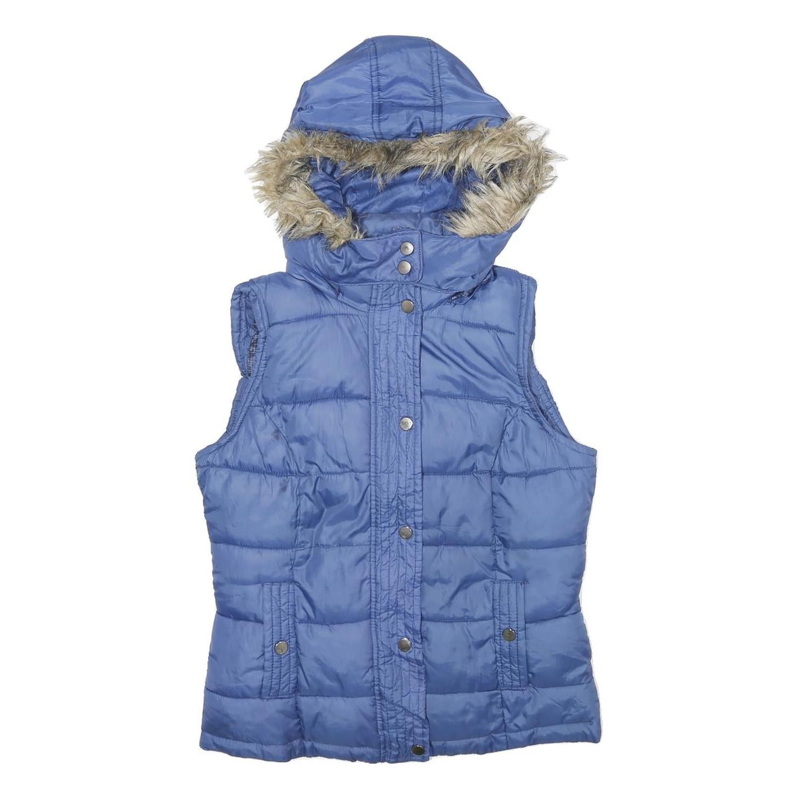 ZARA Womens Blue Hooded Puffer Jacket M Polyester Sleeveless Zip Fastening Refurbished - N/A refurbished available on Cerqular