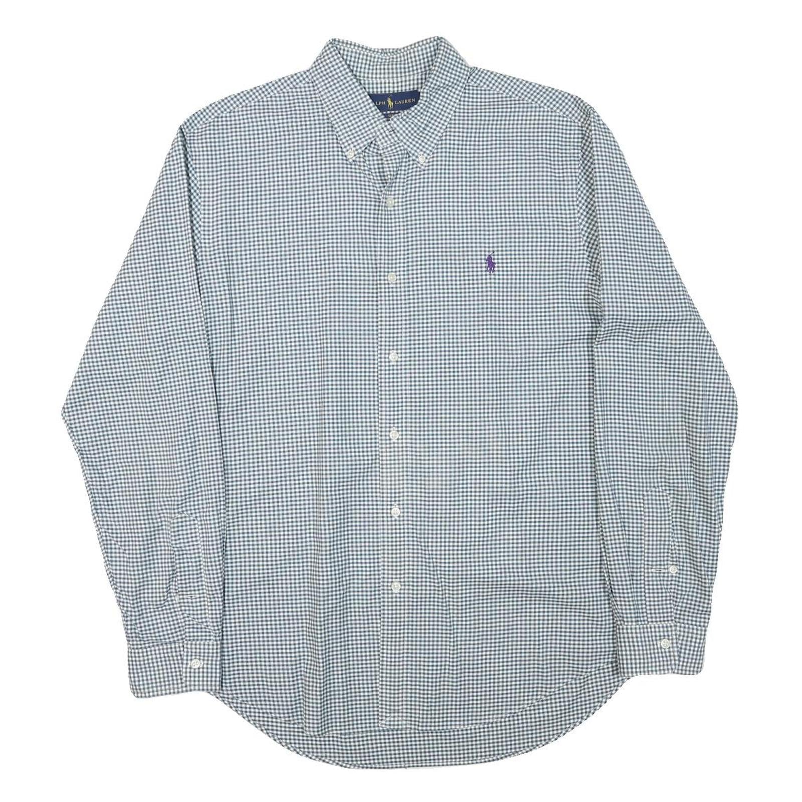 RALPH LAUREN Mens Blue Check Shirt L Cotton Blend Classic Button-Down Collar Refurbished - N/A refurbished available on Cerqular