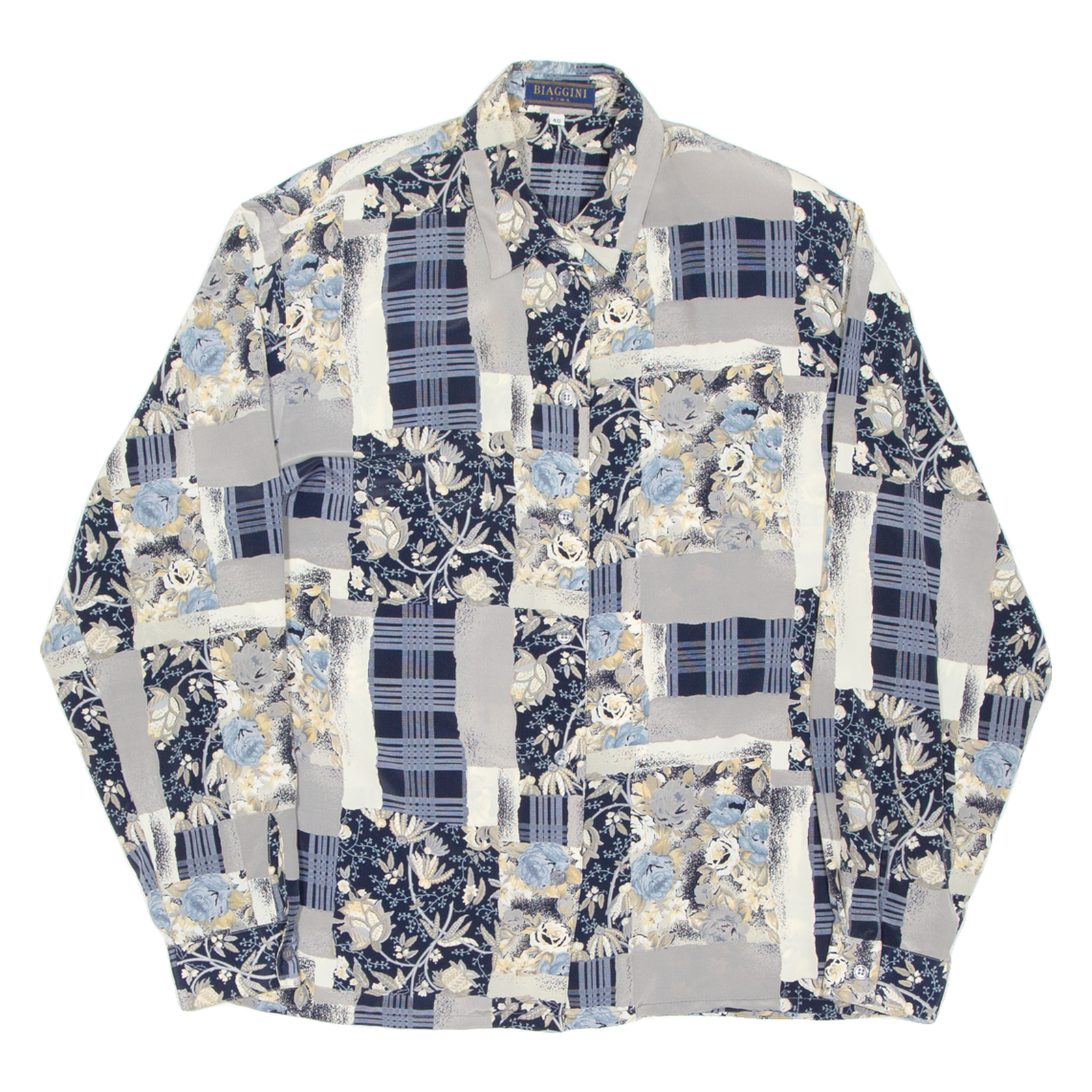 BIAGGINI Womens Shirt Blue Floral Long Sleeve UK 12 Refurbished - N/A refurbished available on Cerqular