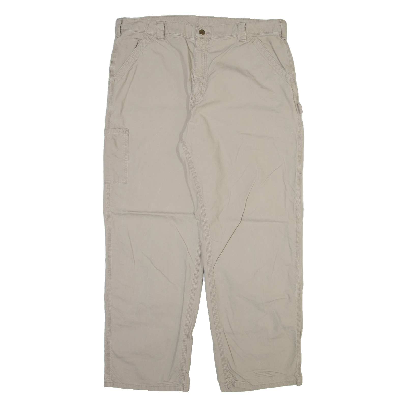CARHARTT Carpenter Mens Trousers Beige Relaxed Straight W40 L32 Refurbished - N/A refurbished available on Cerqular