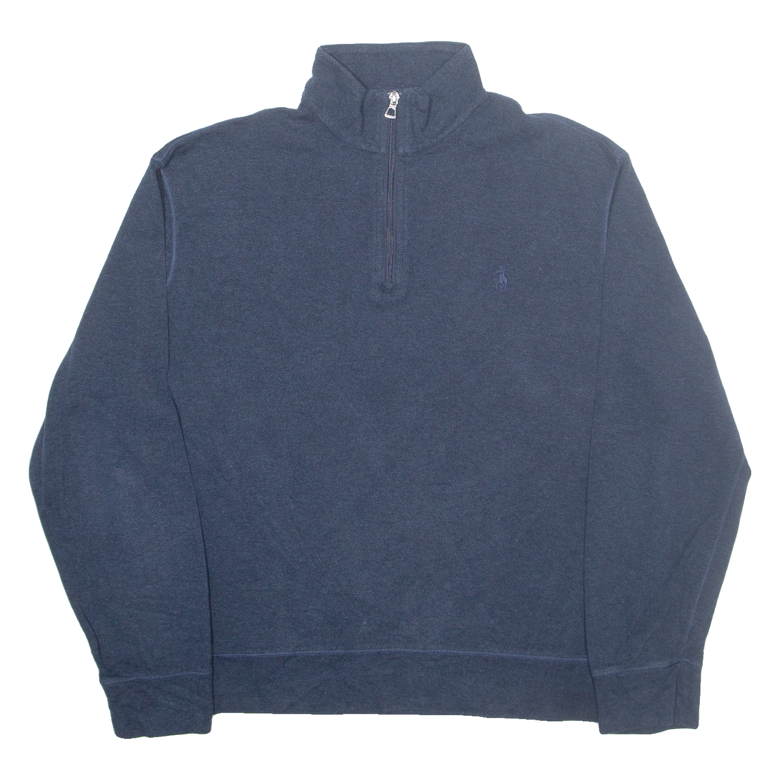 POLO RALPH LAUREN Mens Jumper Blue 1/4 Zip Tight Knit L Refurbished - N/A refurbished available on Cerqular