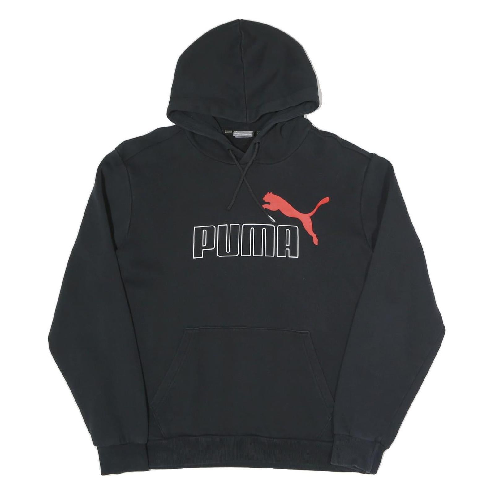 PUMA Womens Black Cotton Blend Pullover Hoodie M Logo Print Casual Wear Refurbished - N/A refurbished available on Cerqular