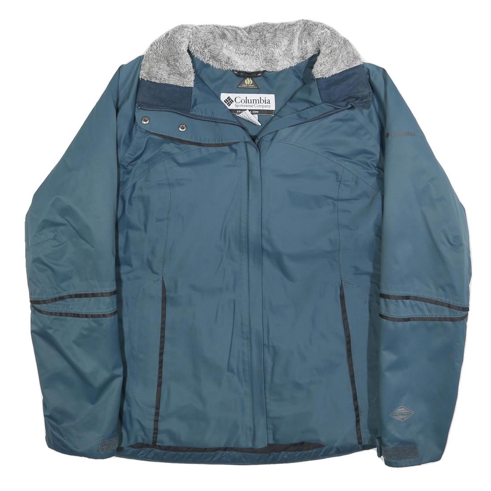 COLUMBIA Womens Blue Jacket L Polyester Blend Plain Zip Outdoor Warm Refurbished - N/A refurbished available on Cerqular