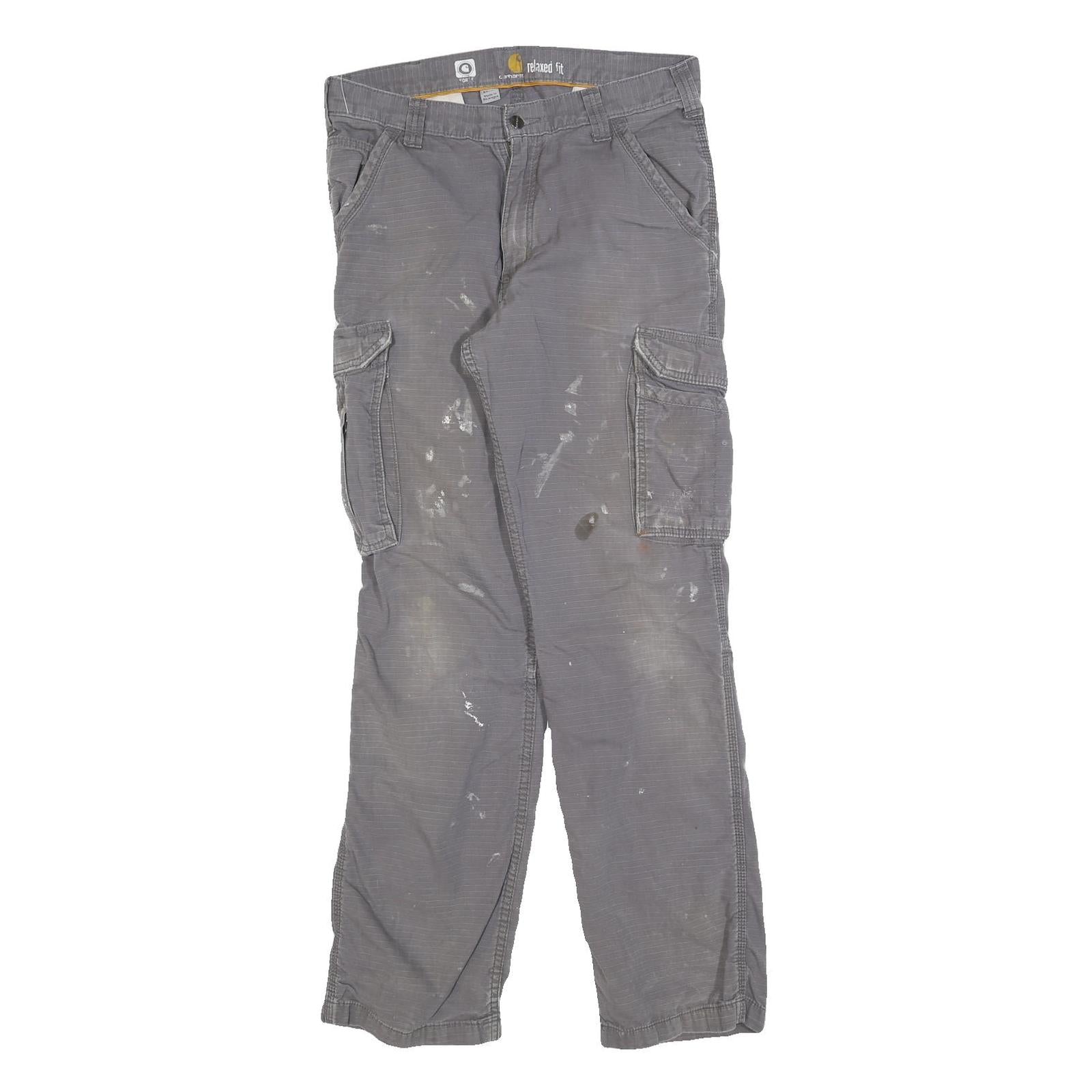 CARHARTT Mens Cotton Blend Grey Relaxed Cargo Trousers W32 L31 Durable Workwear Refurbished - N/A refurbished available on Cerqular