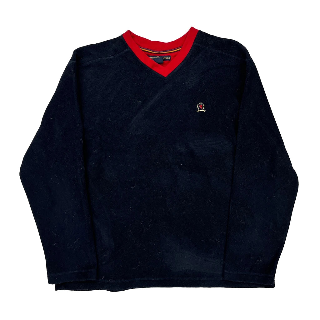 Tommy Hilfiger Fleece - Large Red Polyester Refurbished - Thrifted (note: this is a term often used to describe second- refurbished available on Cerqular