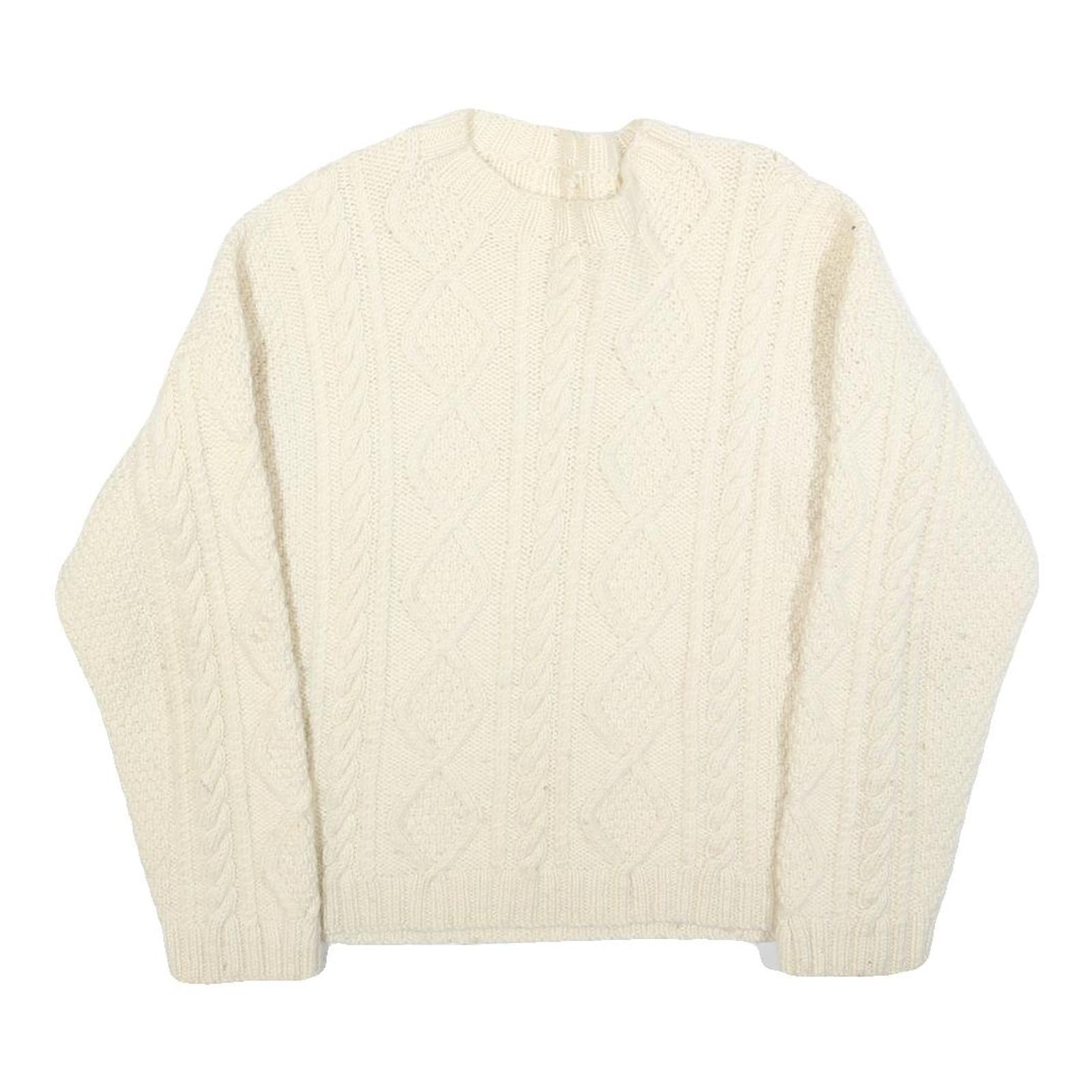 Womens Cream Cable Knit Wool Jumper M Cable Knit Crew Neck Regular Fit Refurbished - N/A refurbished available on Cerqular