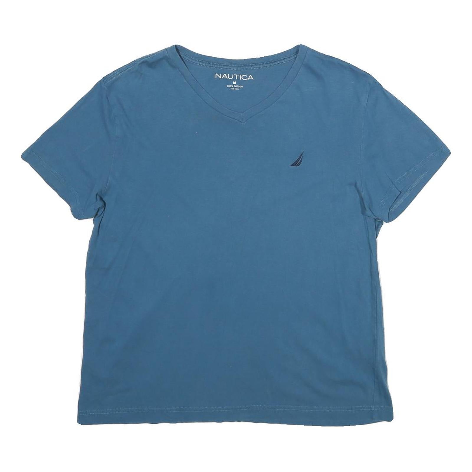 NAUTICA Mens Blue V-Neck Short Sleeve T-Shirt Cotton M Classic Casual Refurbished - N/A refurbished available on Cerqular