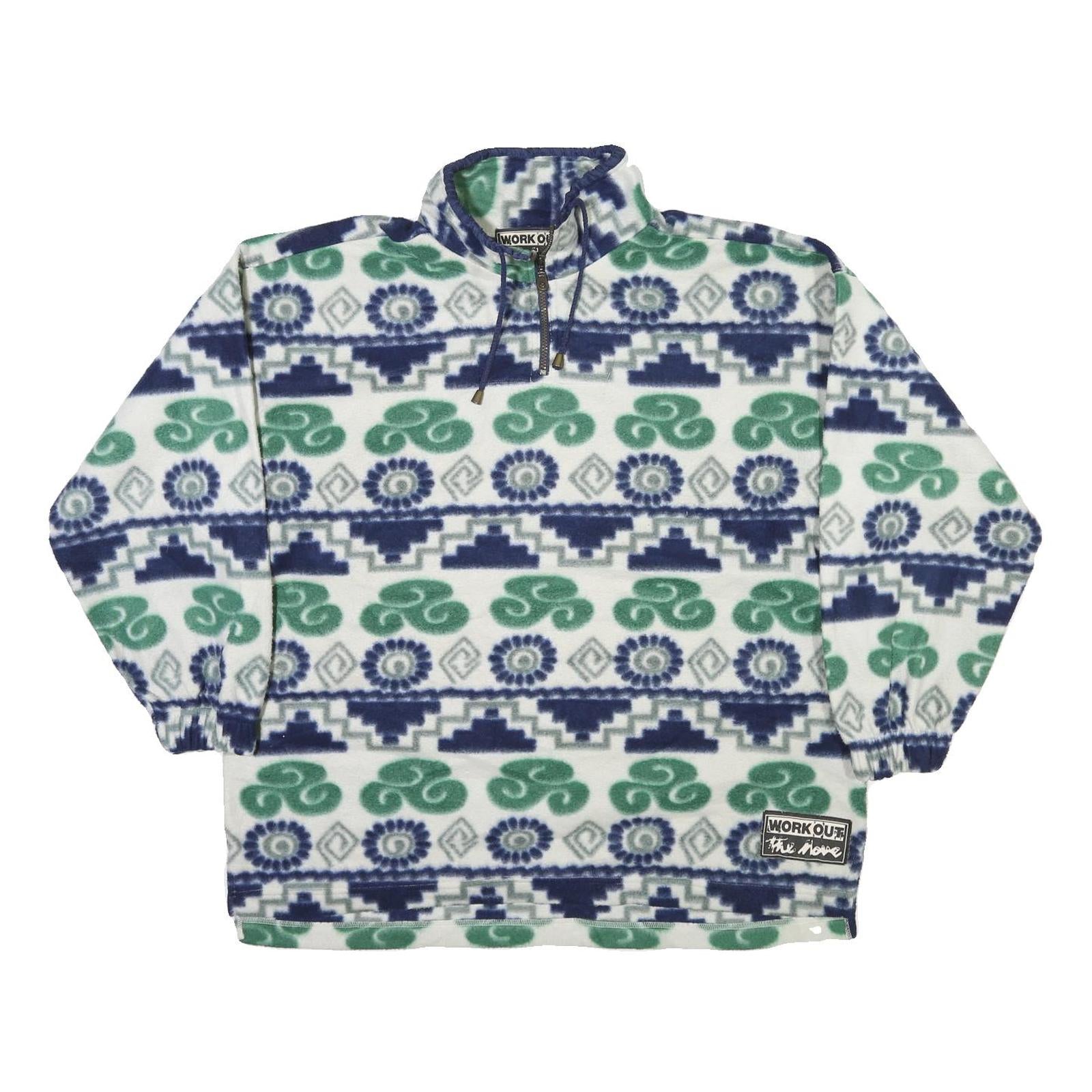 WORK OUT Womens White Blue & Green Patterned Jumper Pullover Crew Neck Knit XL Refurbished - N/A refurbished available on Cerqular