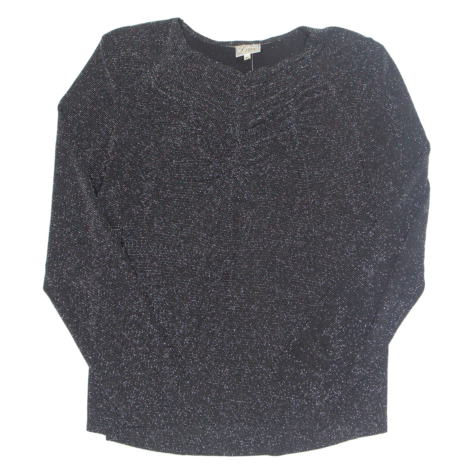 LINEA Glitter Womens Blouse Black Long Sleeve Nylon L Refurbished - N/A refurbished available on Cerqular