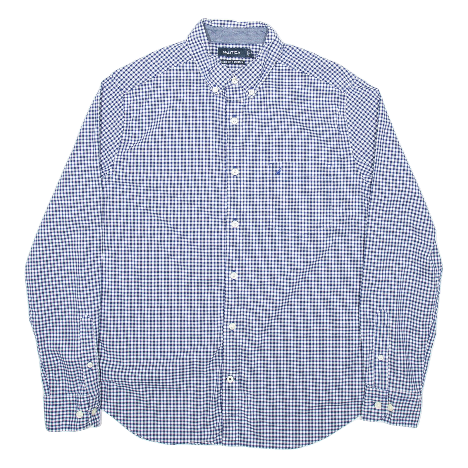 NAUTICA Stretch Mens Shirt Blue Gingham Long Sleeve M Refurbished - N/A refurbished available on Cerqular