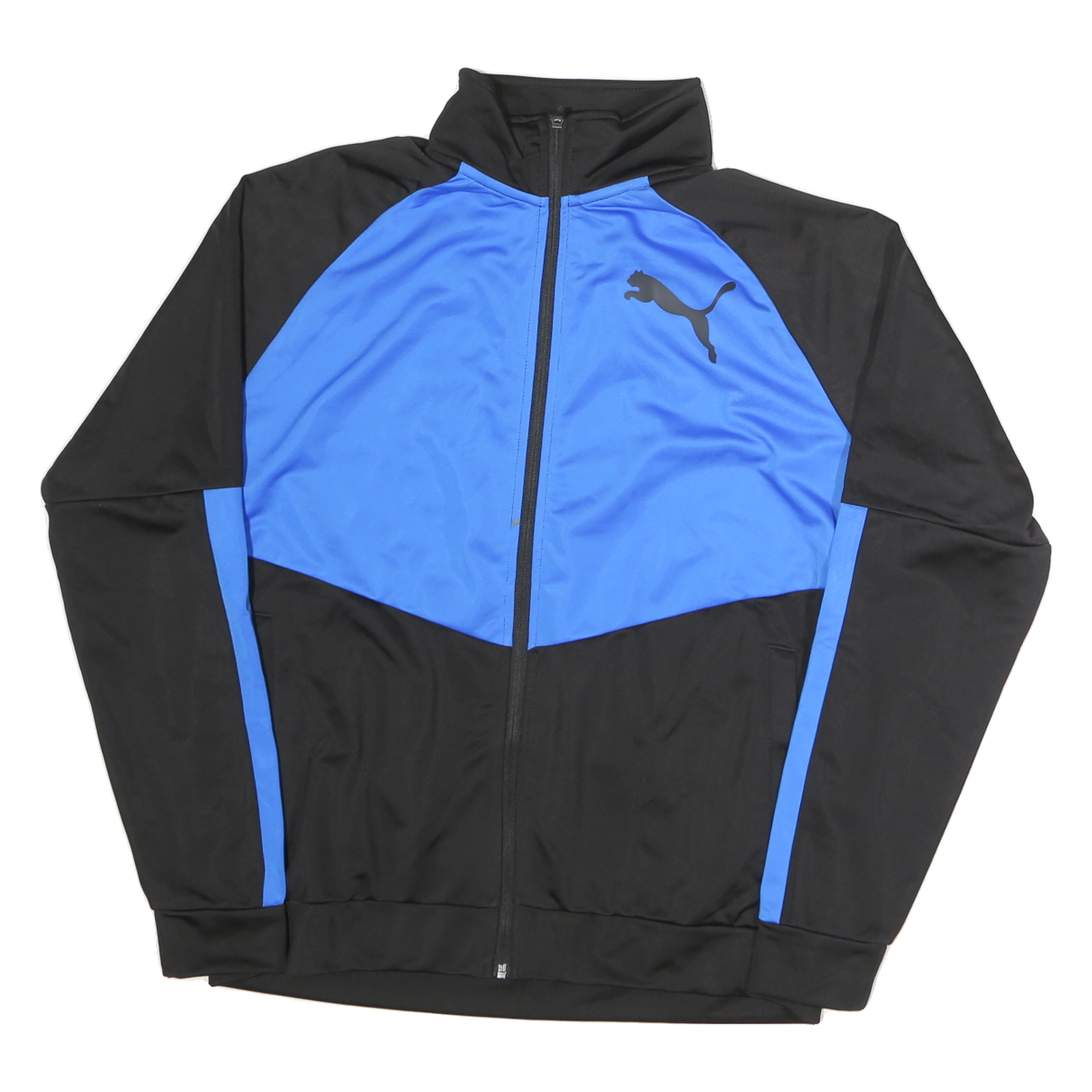 PUMA Mens Black & Blue Track Jacket L Polyester Zip Plain Sportswear Refurbished - N/A refurbished available on Cerqular