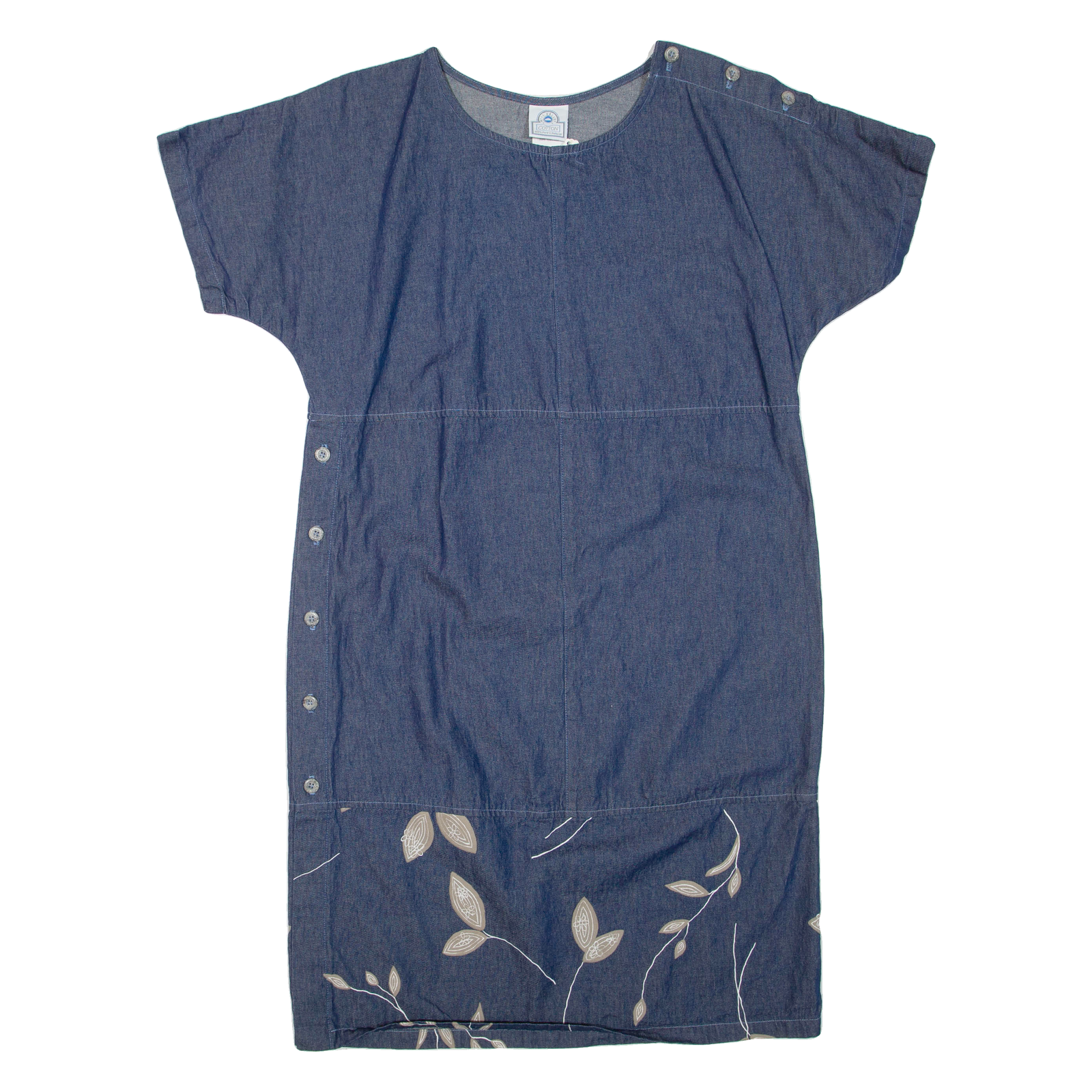 Womens Day Dress Blue Denim Floral Short Sleeve Short L Refurbished - N/A refurbished available on Cerqular