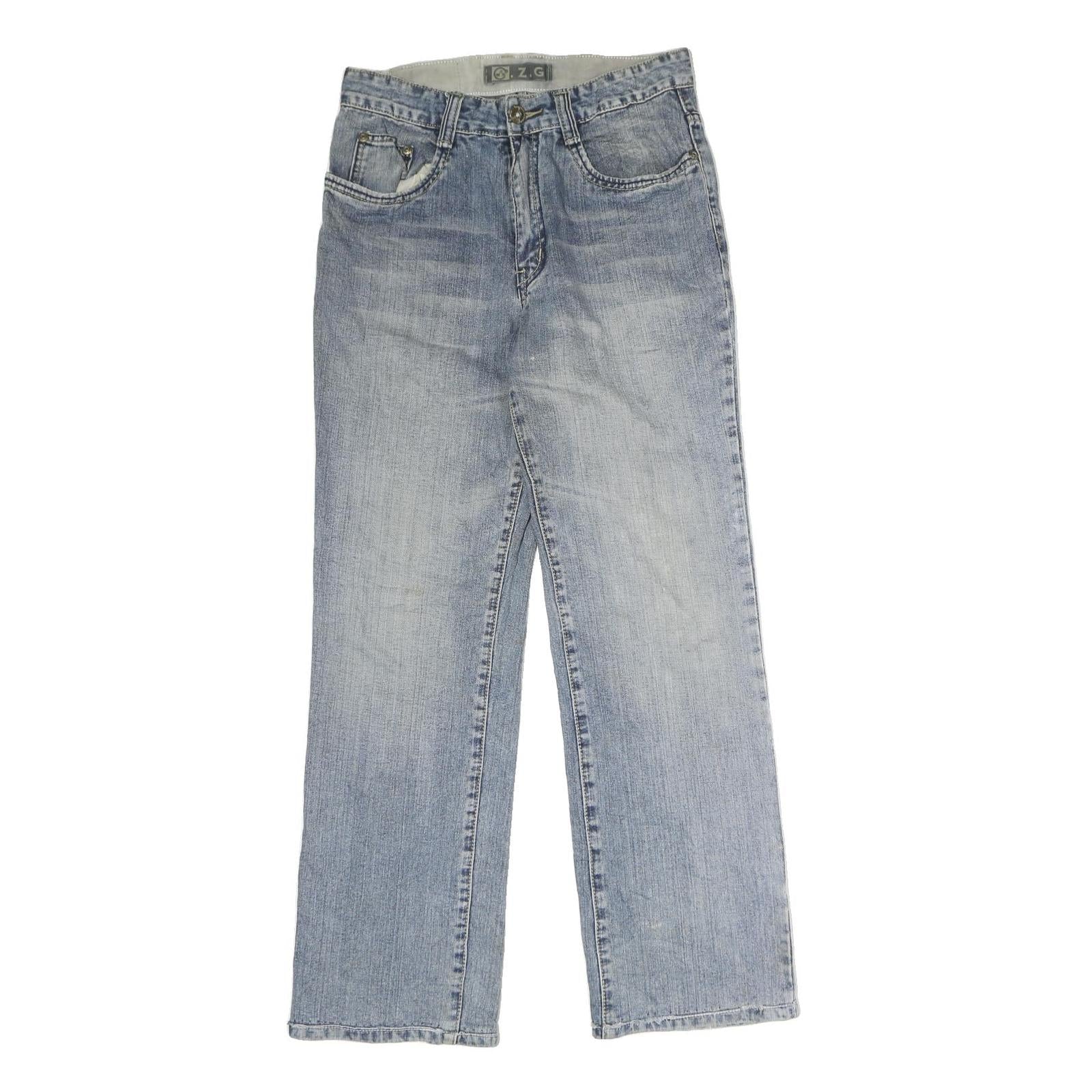 CZG Mens Jeans Blue Regular Straight Denim Light W28 L29 Cotton Zip Refurbished - N/A refurbished available on Cerqular