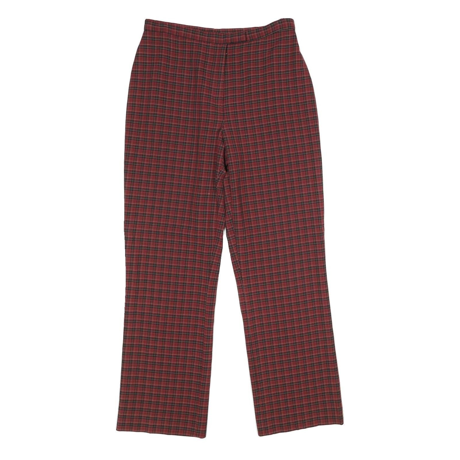 EXTRESA X Womens Red Regular Trousers W30 L32 Checked Print Zip Closure Refurbished - N/A refurbished available on Cerqular