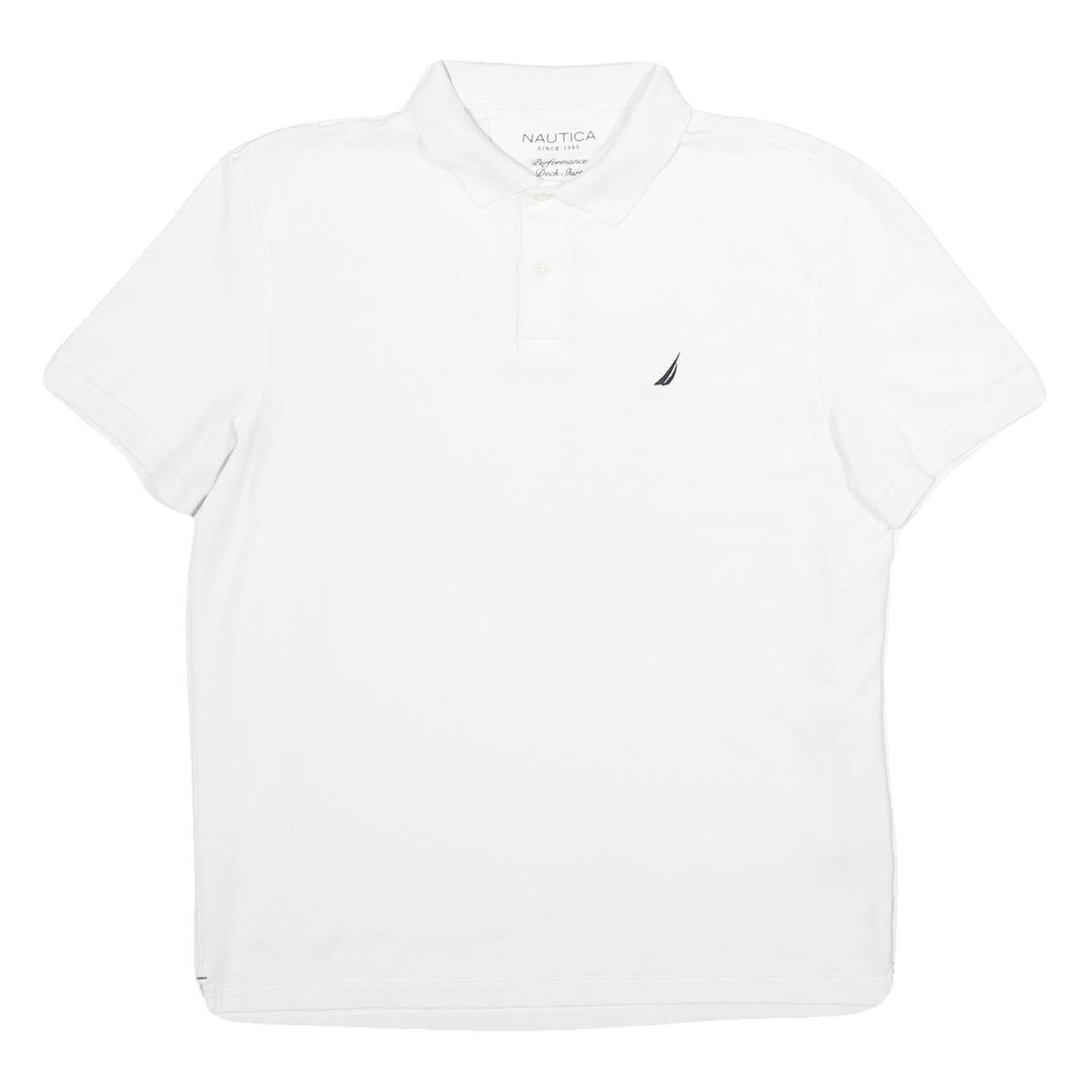 NAUTICA Mens White Short Sleeve Plain L Cotton Blend Polo Shirt Classic Fit Refurbished - N/A refurbished available on Cerqular