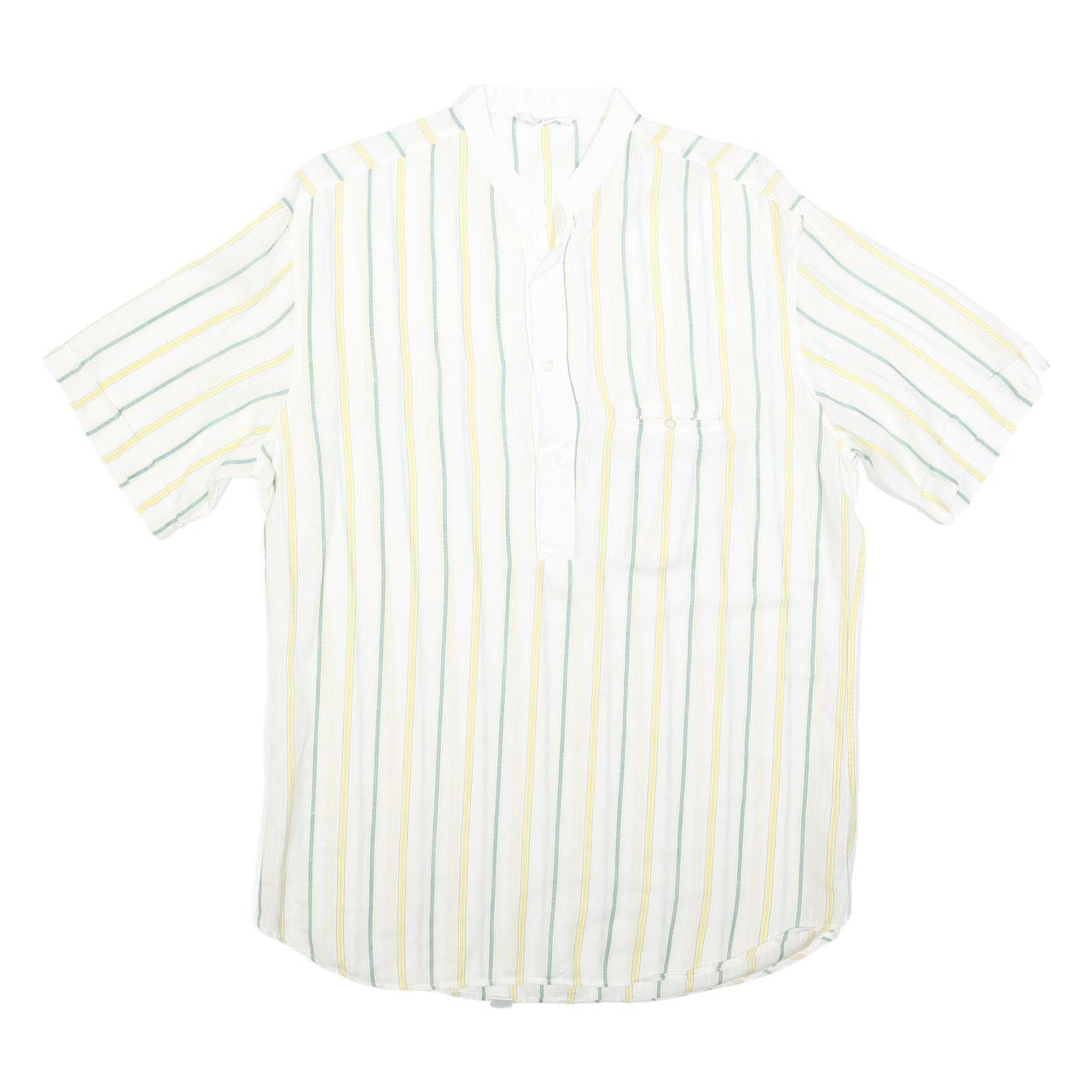 ROBERTO PIERI Mens White Yellow Green Stripe Cotton Shirt M Summer Casual Refurbished - N/A refurbished available on Cerqular