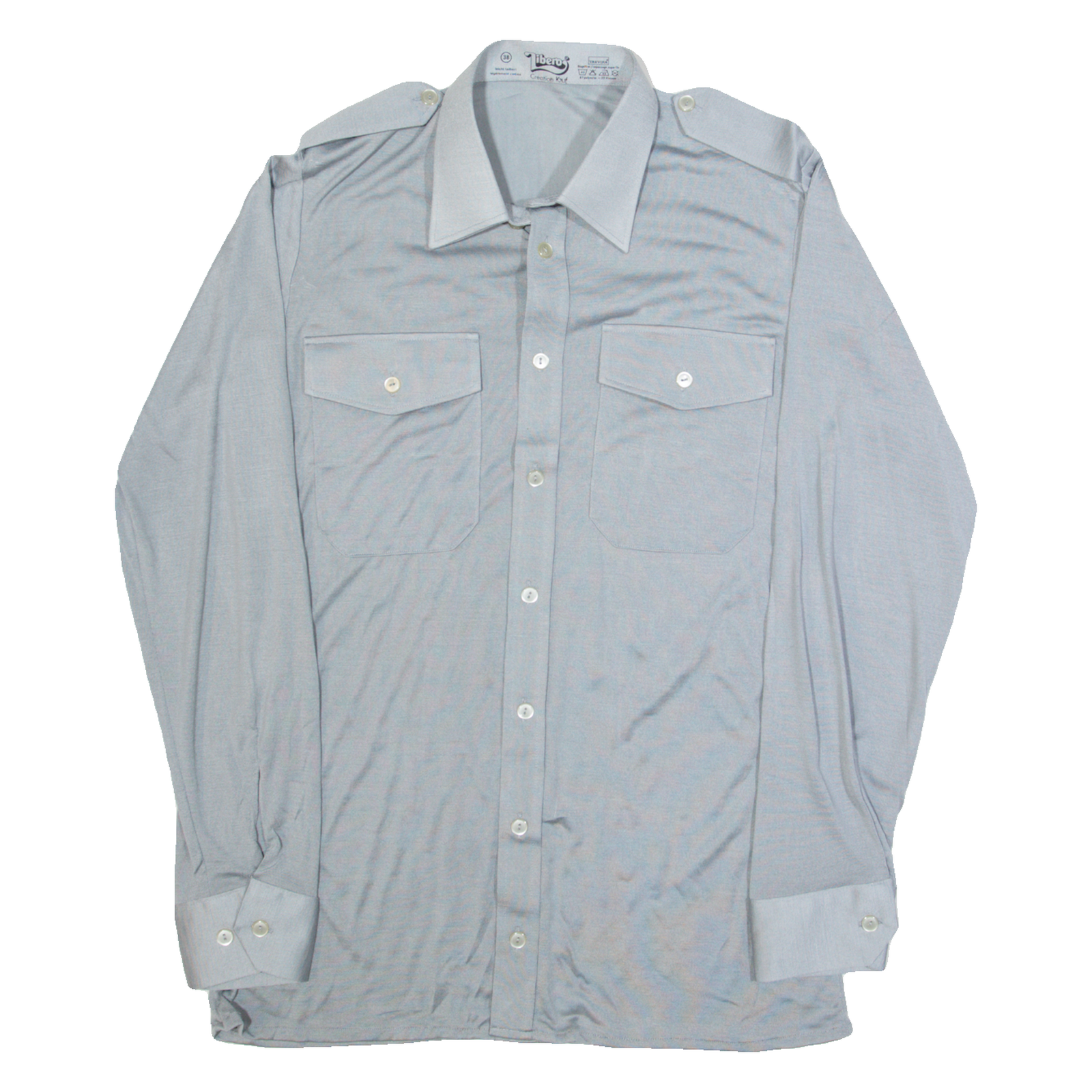 LIBERTO Mens Plain Shirt Grey Long Sleeve S Refurbished - N/A refurbished available on Cerqular