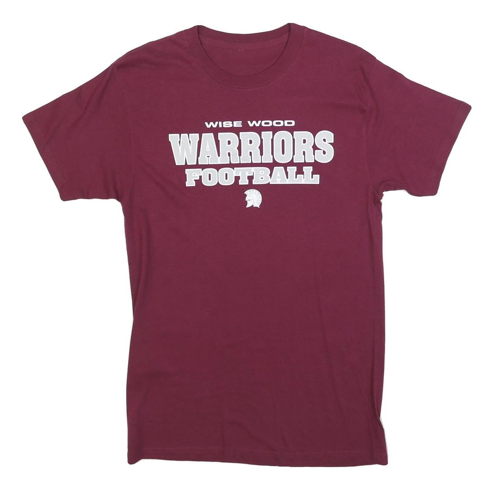 Mens Maroon Wise Wood Warriors Football Graphic T-Shirt S Short Sleeve Crew Neck Refurbished - N/A refurbished available on Cerqular