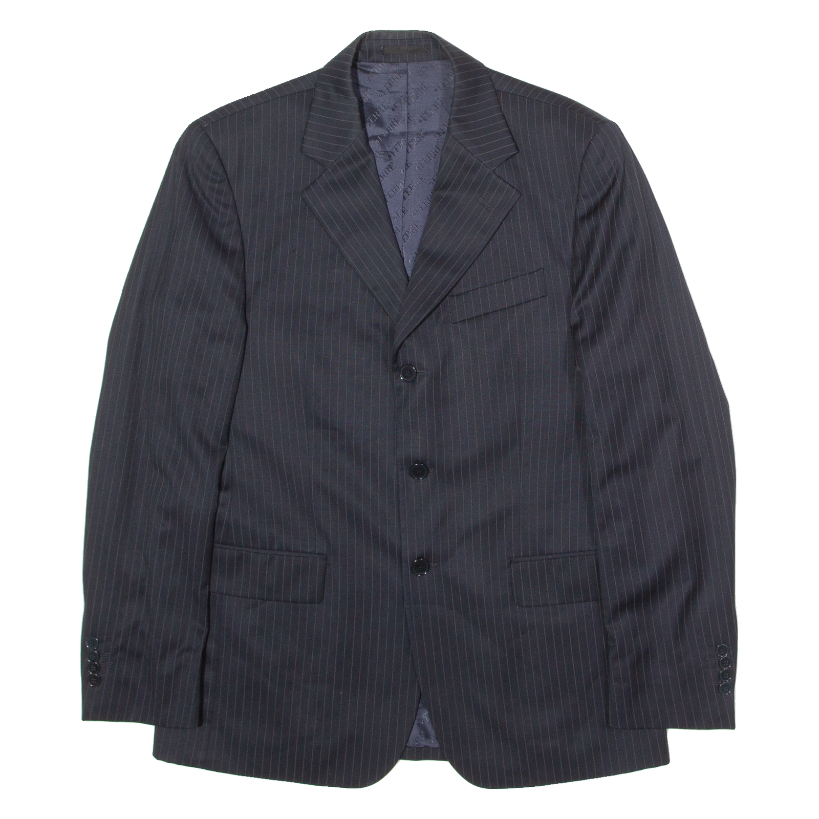 FERRE Mens Blazer Jacket Blue Wool Pinstripe L Refurbished - N/A refurbished available on Cerqular