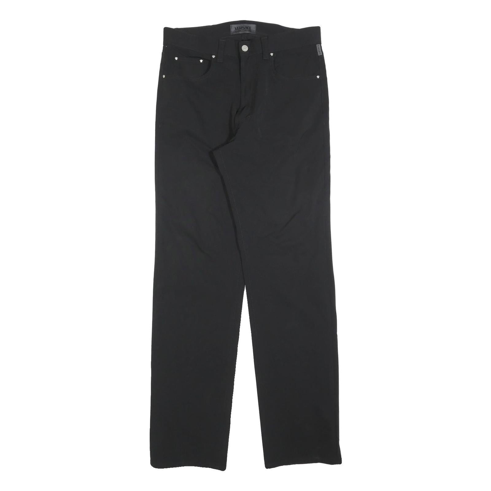 VERSACE JEANS COUTURE Womens Black Regular Fit Straight Trousers W34 L34 Stylish Refurbished - N/A refurbished available on Cerqular