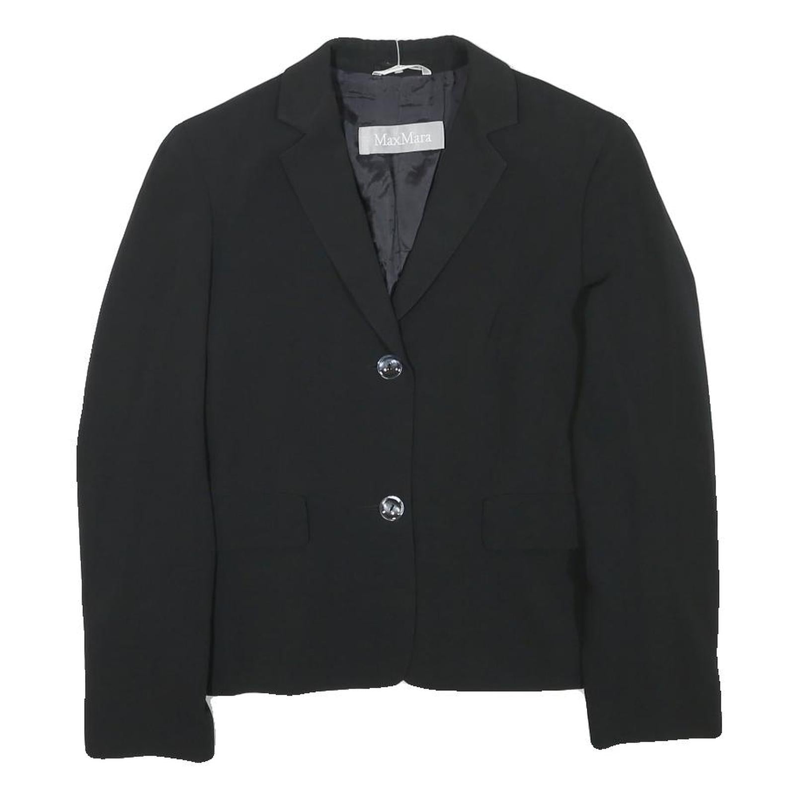 MAX MARA Womens Black Wool Blend Classic Jacket UK 8 Button Closure Tailored Fit Refurbished - N/A refurbished available on Cerqular