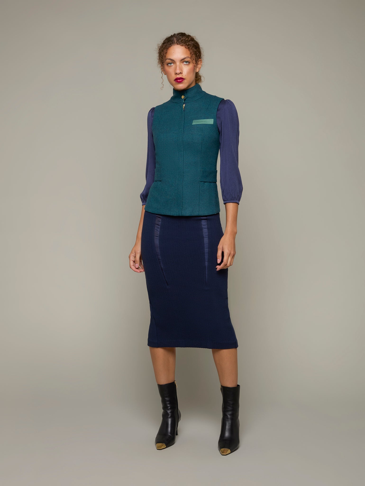 RIDER | Lambswool Tailored Waistcoat | Color: Teal Green | Size: XS Refurbished - N/A refurbished available on Cerqular