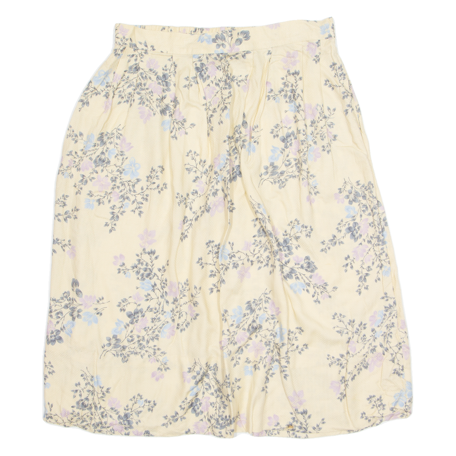 SAG HARBOR Pocketed Womens A-Line Skirt Cream Knee Length 90s Floral L Refurbished - N/A refurbished available on Cerqular