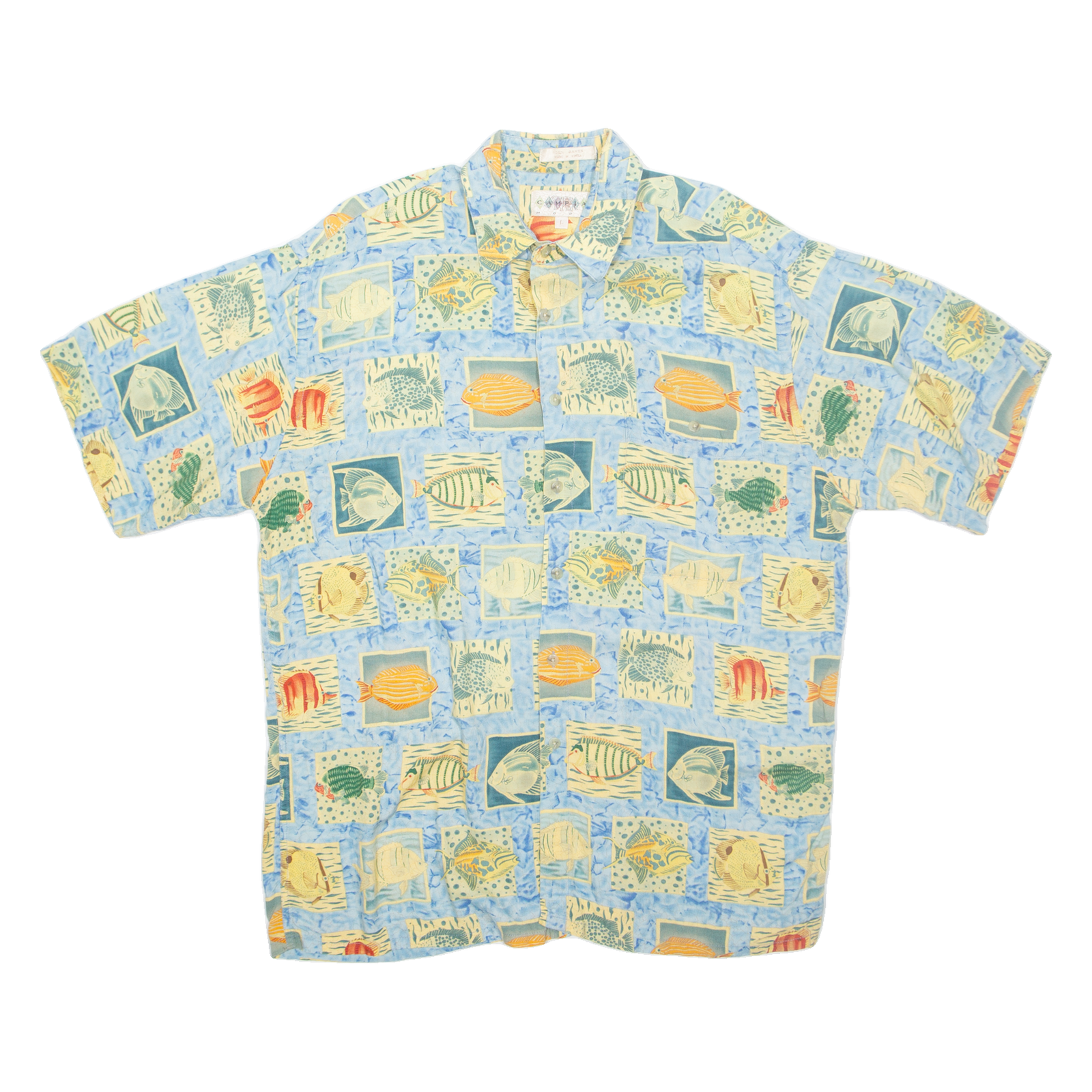 CAMPIA Mens Hawaiian Shirt Blue Crazy Pattern L Refurbished - N/A refurbished available on Cerqular