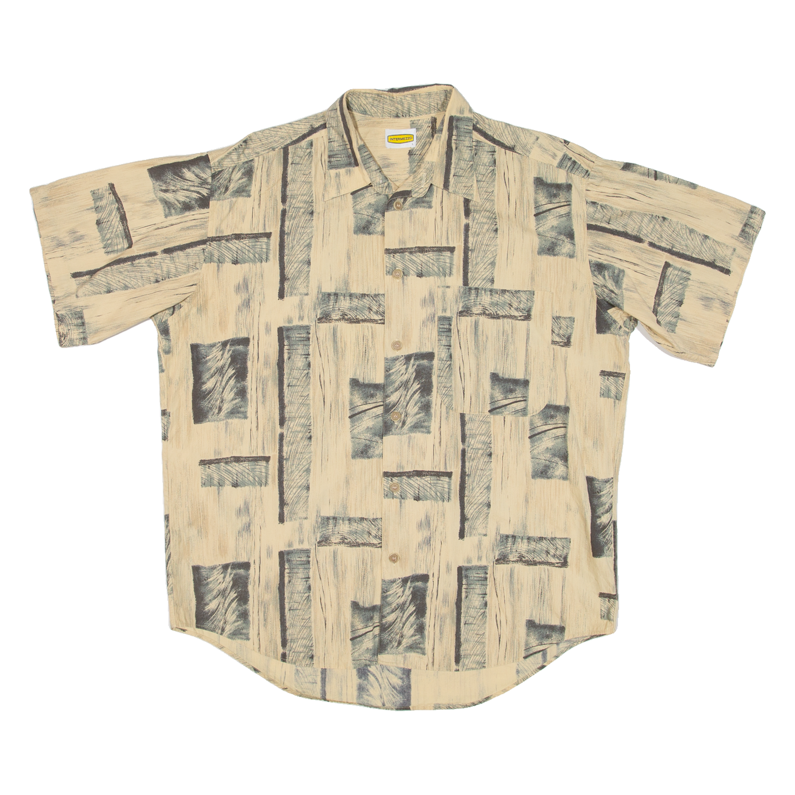 INTERMEZZO Mens Hawaiian Shirt Beige Crazy Pattern L Refurbished - N/A refurbished available on Cerqular