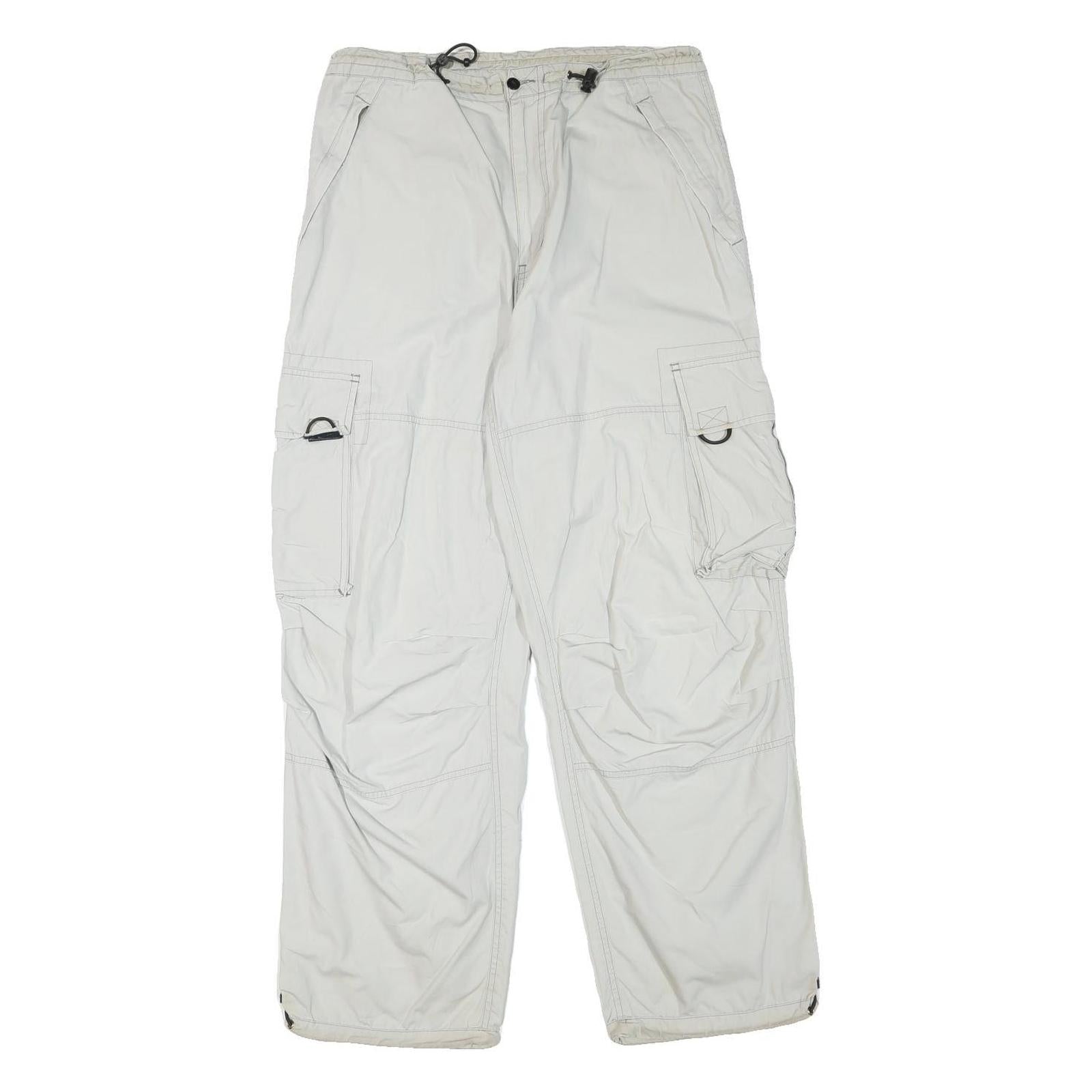 YES OR NO Mens Relaxed Drawstring Cotton Blend White Cargo Trousers W32 L29 Refurbished - N/A refurbished available on Cerqular