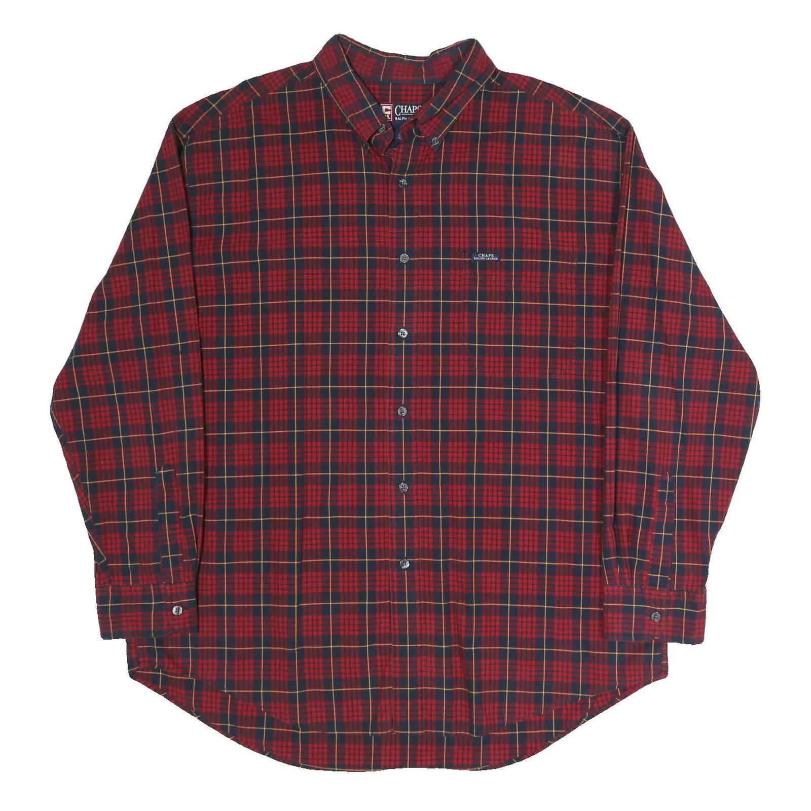 CHAPS RALPH LAUREN Mens Red & Navy Check Shirt XL Classic Cotton Casual Refurbished - N/A refurbished available on Cerqular