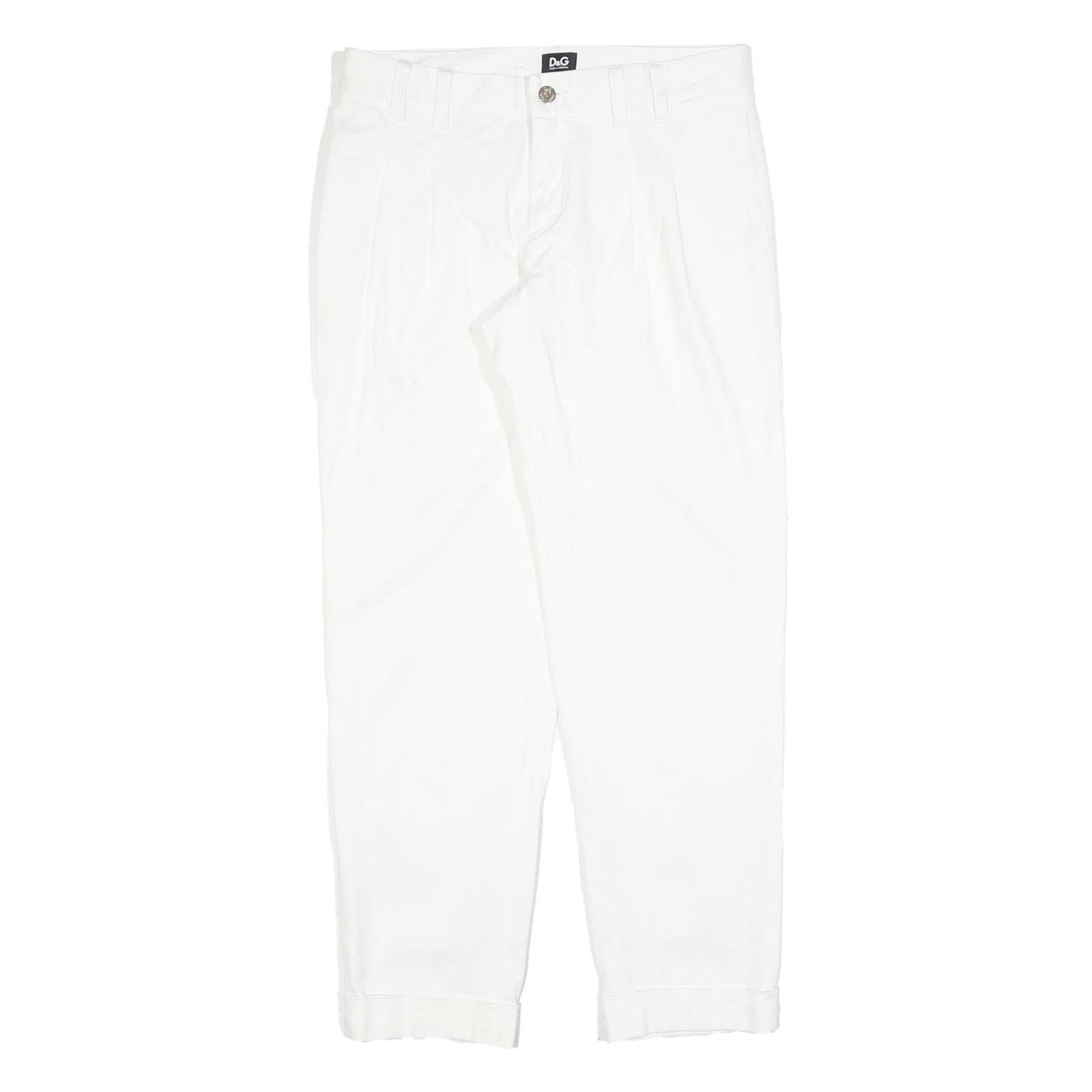 DOLCE & GABBANA Womens Cotton Blend White Slim Trousers W30 L29 Stylish Zip Refurbished - N/A refurbished available on Cerqular