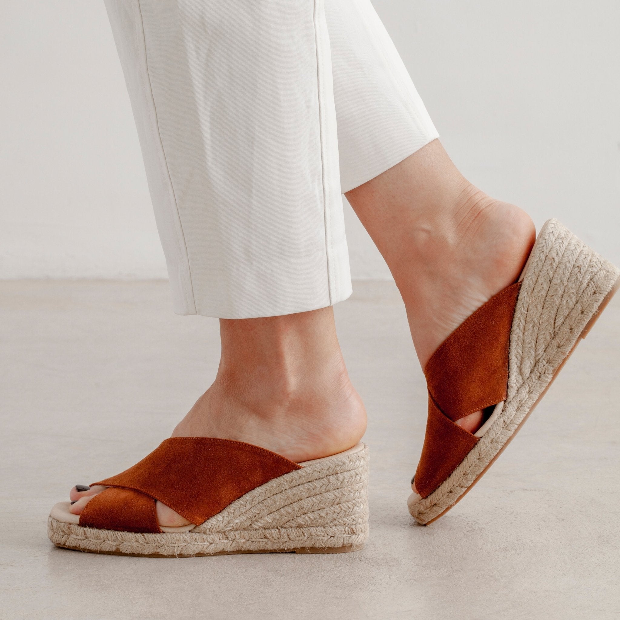 Buy Genoa Cross Strap Vegan Suede Espadrille Wedge Sandals - Caramel | Select size: 9.5 US (41EU) | Color: Caramel Brown Refurbished - $115.95 Genoa Cross Strap Vegan Suede Espadrille Wedge Sandals - Caramel | Select size: 9.5 US (41EU) | Color: Caramel Brown Refurbished - N/A refurbished available on Cerqular