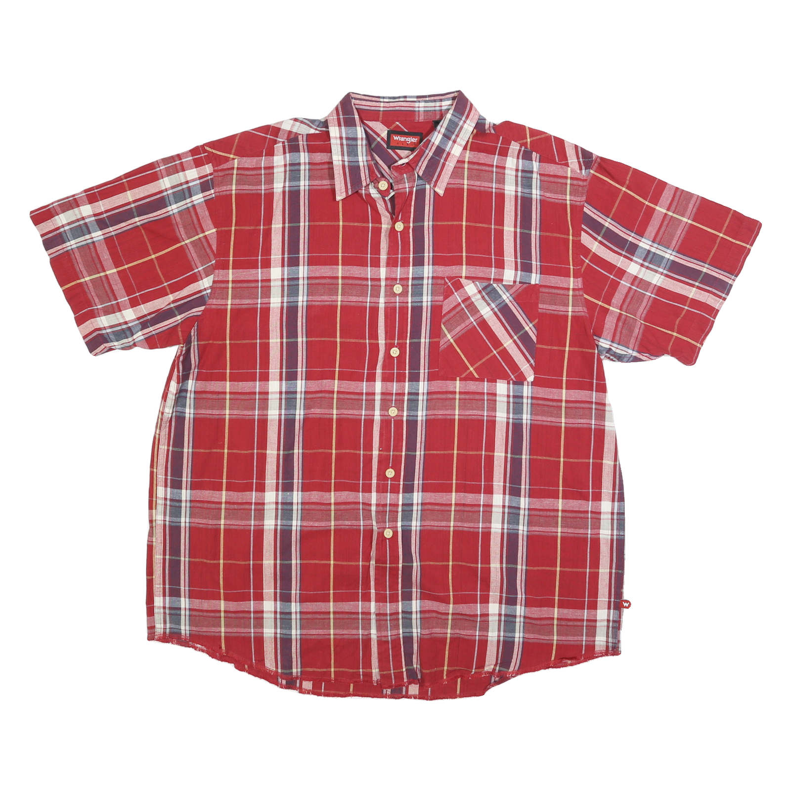 WRANGLER Mens Red Plaid Shirt XL Cotton Blend Casual Button Shirt Pocket Refurbished - N/A refurbished available on Cerqular