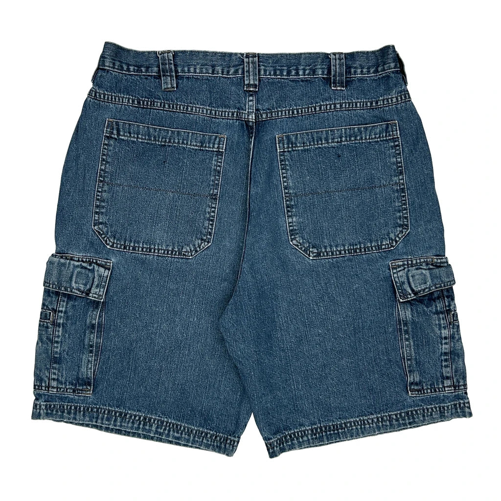 Wrangler Cargo Cargo Shorts - 34W 10L Blue Denim Refurbished - Thrifted (note: this is a term often used to describe second- refurbished available on Cerqular