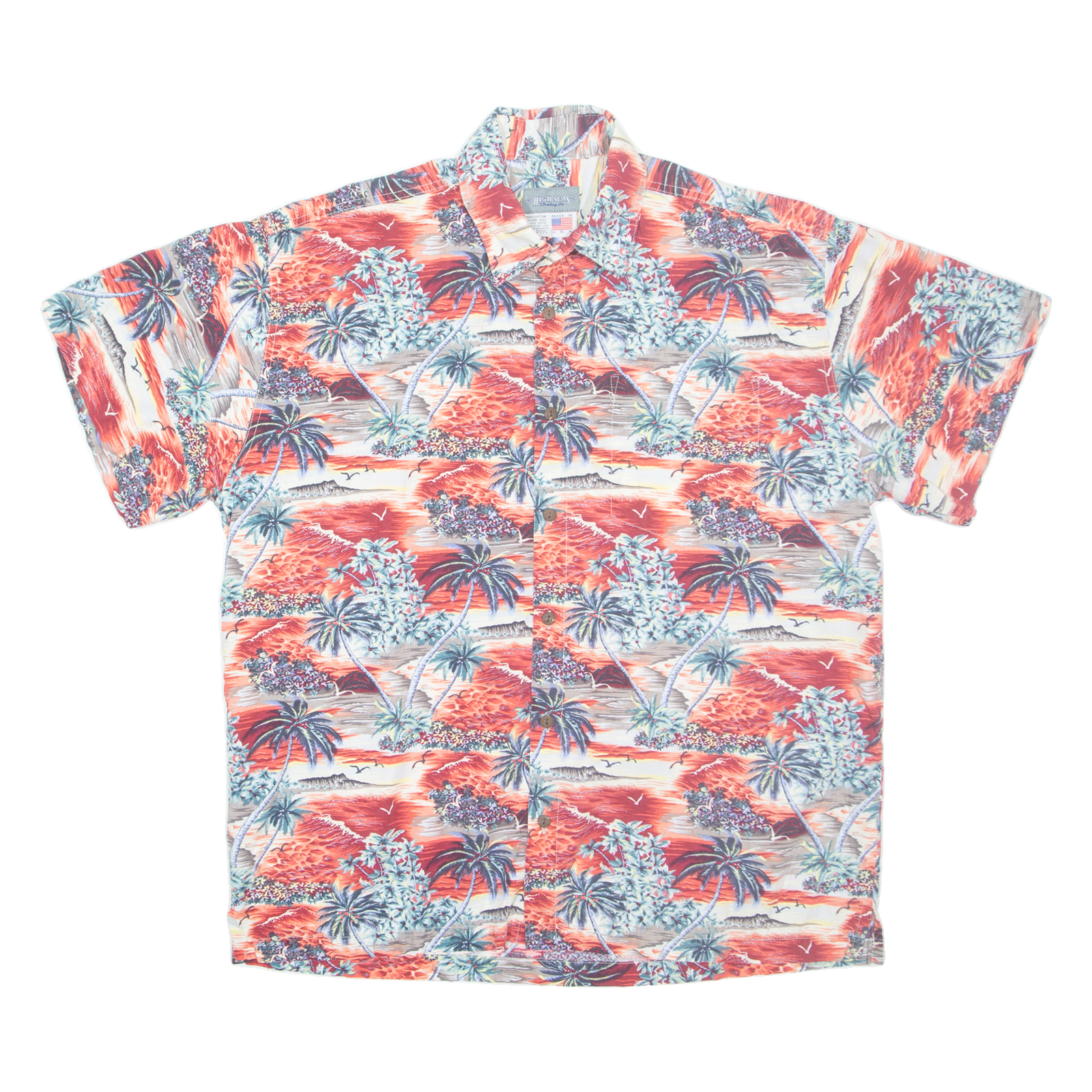 HIGH SEAS Mens Hawaiian Shirt Red Crazy Pattern L Refurbished - N/A refurbished available on Cerqular