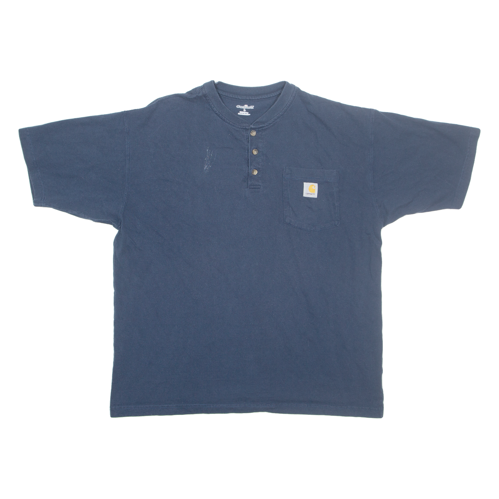 CARHARTT Mens T-Shirt Blue Button Neck L Refurbished - N/A refurbished available on Cerqular