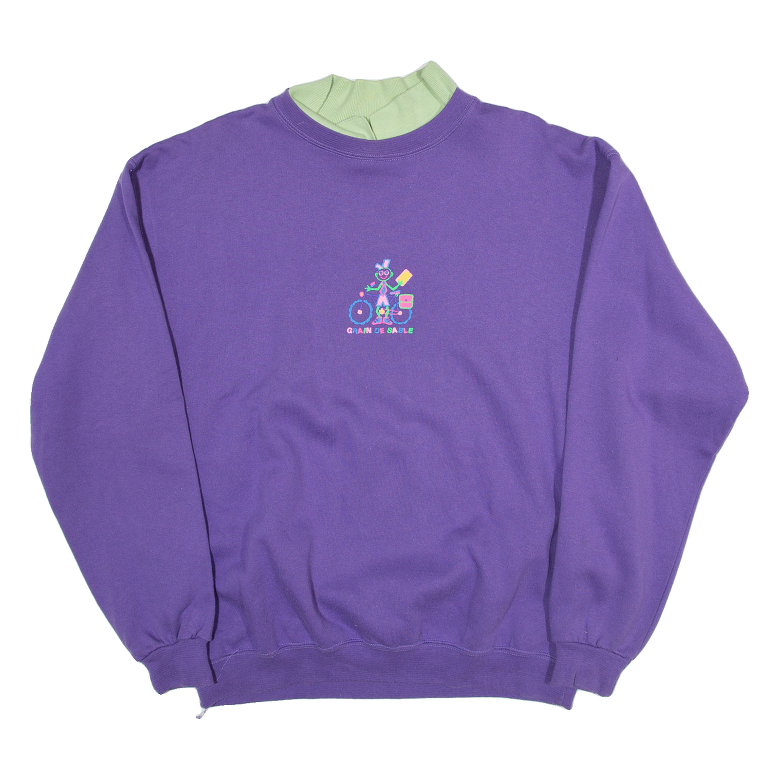 GRAIN DE SABLE Womens Sweatshirt Purple Collared 90s XL Refurbished - N/A refurbished available on Cerqular
