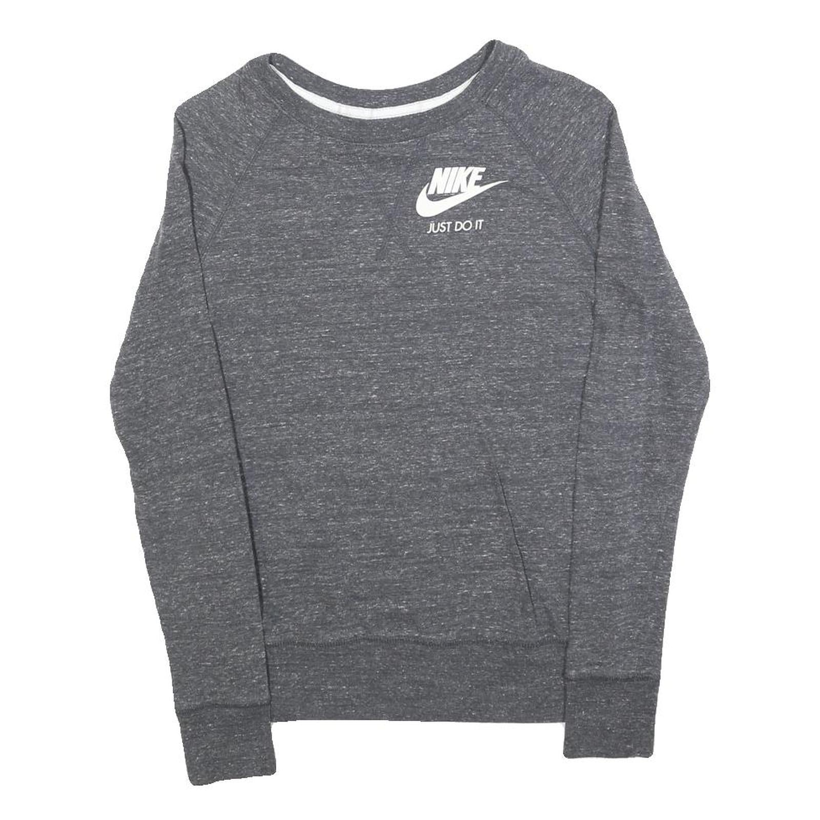 NIKE Mens Grey Sweatshirt Crew Neck XS Just Do It Logo Cotton Blend Pullover Refurbished - N/A refurbished available on Cerqular