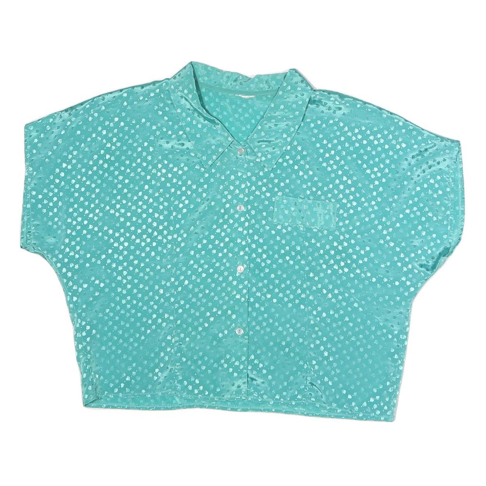 Womens Blue Printed Shirt Short Sleeve Collared Pocket M Lightweight Polyester Refurbished - N/A refurbished available on Cerqular