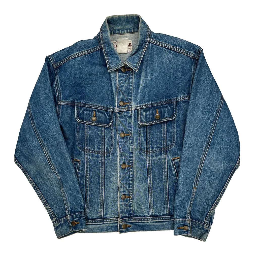 Wrangler Denim Jacket - Medium Blue Denim Refurbished - Thrifted (note: this is a term often used to describe second- refurbished available on Cerqular