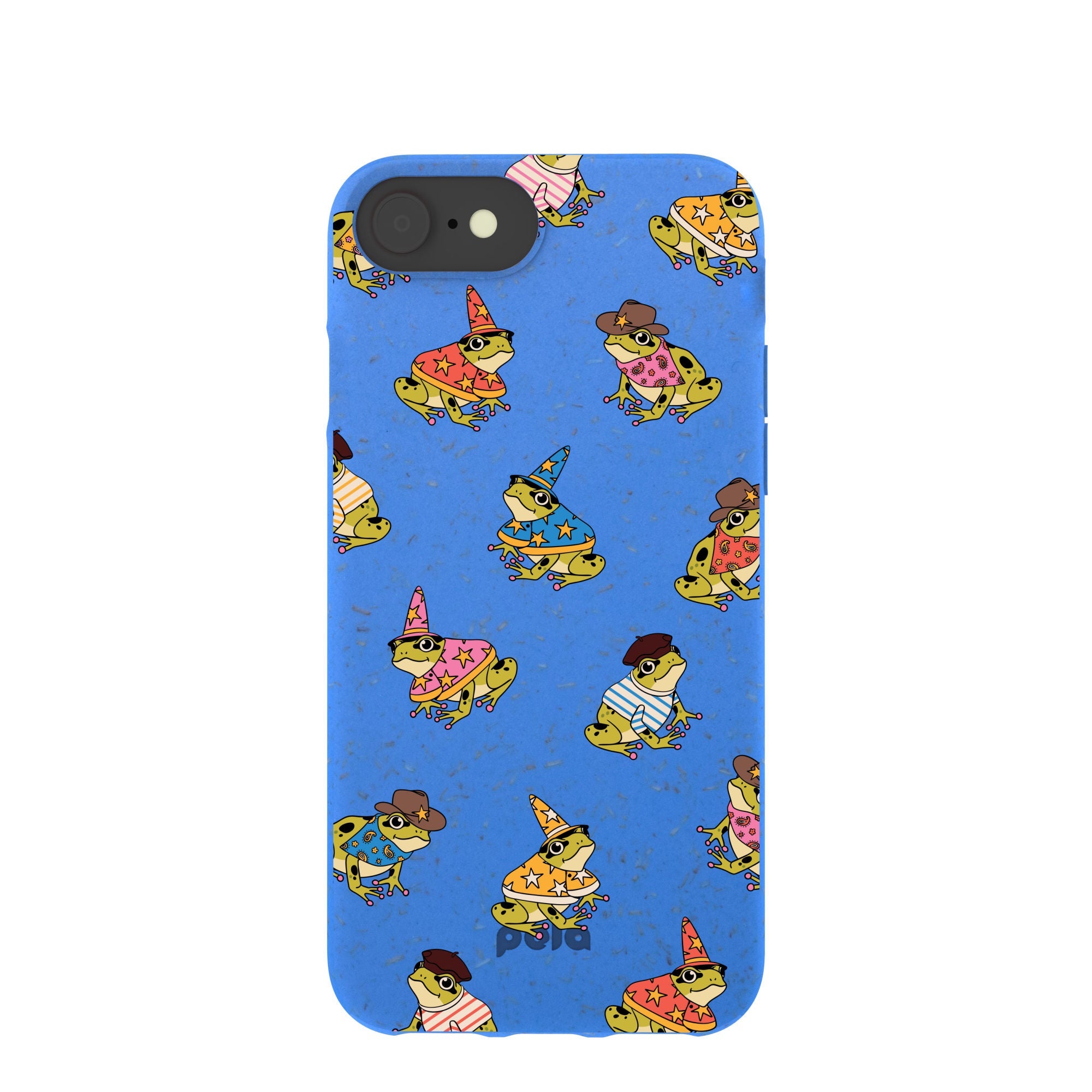 Electric Blue Fancy Frogs iPhone 6/6s/7/8/SE Case Refurbished - Pela Case refurbished available on Cerqular