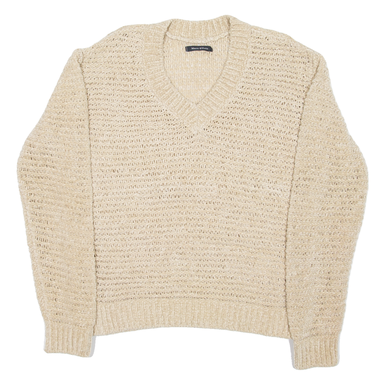 MARC O'POLO Womens Jumper Beige V-Neck Open Knit XS Refurbished - N/A refurbished available on Cerqular