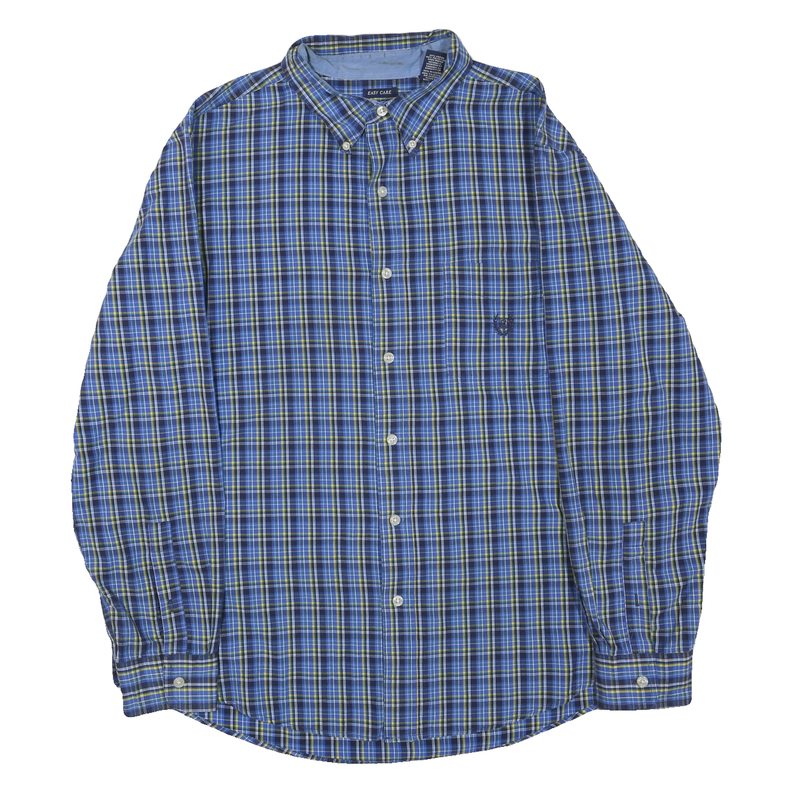 CHAPS Mens Blue Green Check Shirt L Button-Down Collar Long Sleeve Cotton Blend Refurbished - N/A refurbished available on Cerqular