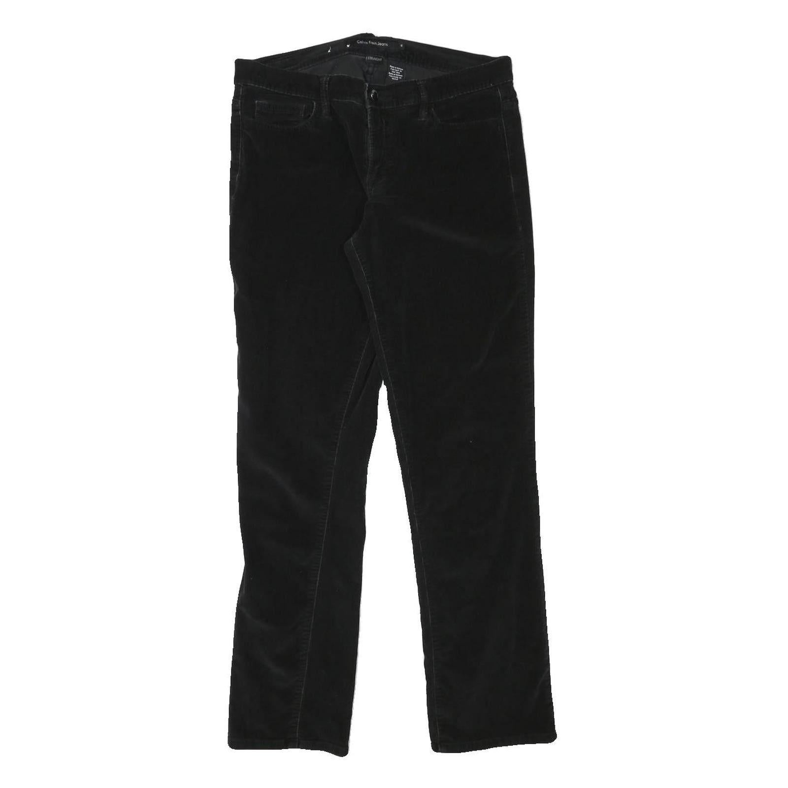 CALVIN KLEIN JEANS Womens Cotton Blend Black Regular Straight Trousers W31 L30 Refurbished - N/A refurbished available on Cerqular