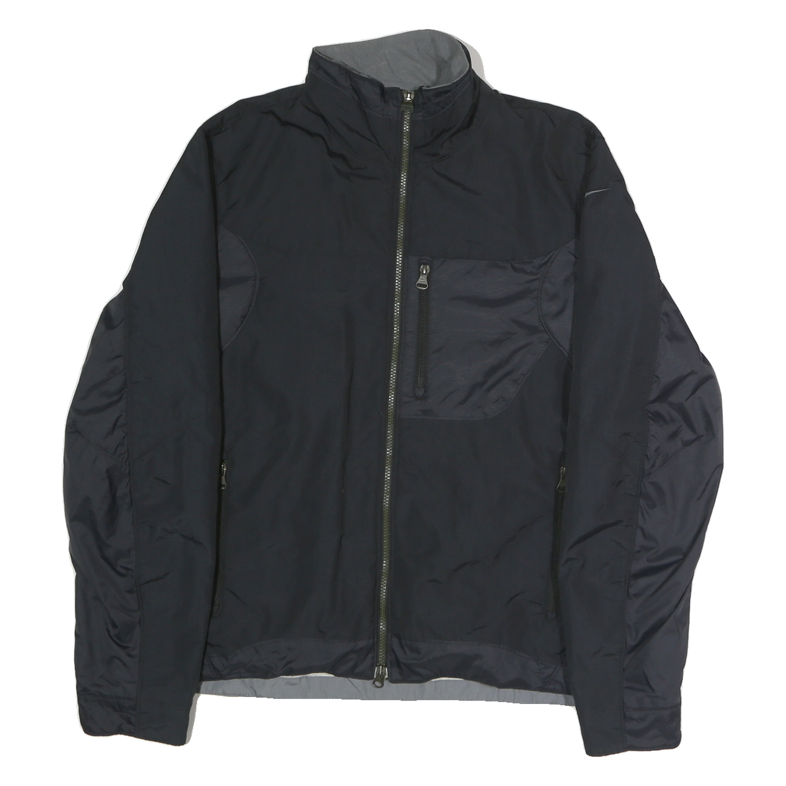 NIKE Mens Black & Grey Zip Jacket M Polyester Blend Sportswear Casual Refurbished - N/A refurbished available on Cerqular
