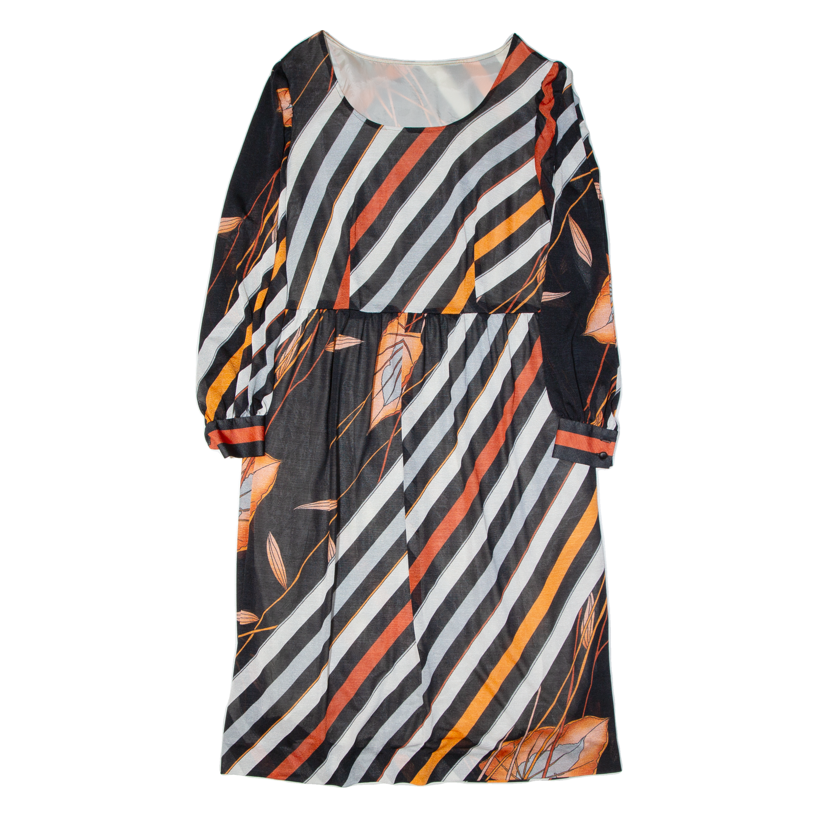 Womens Day Dress Black Floral Long Sleeve Midi M Refurbished - N/A refurbished available on Cerqular