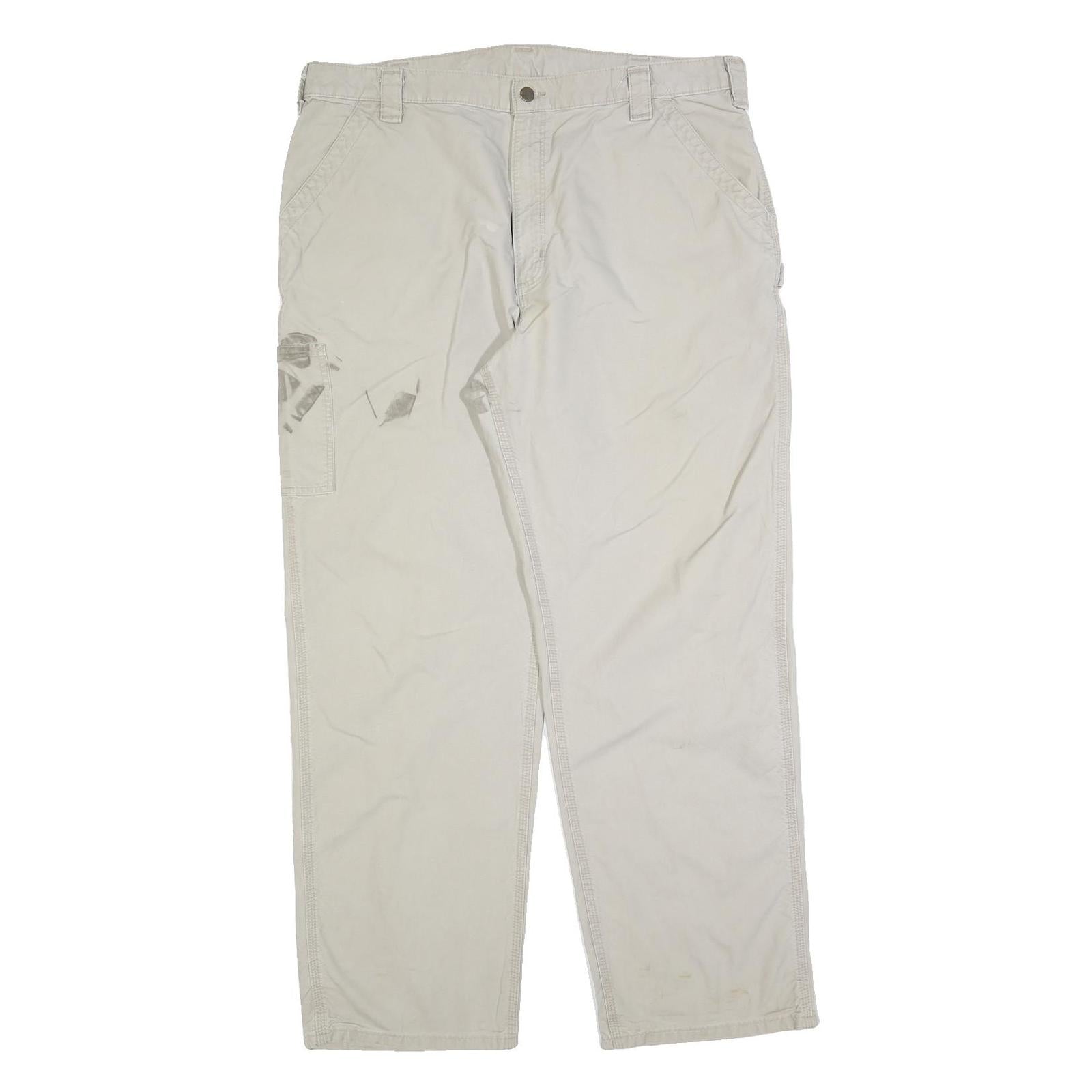 CARHARTT Mens Cotton Beige Relaxed Straight Trousers W40 L34 Workwear Casual Zip Refurbished - N/A refurbished available on Cerqular
