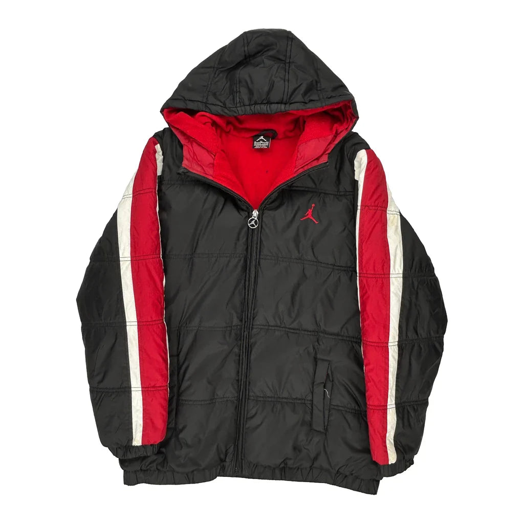 Age 13-15 Jordan Puffer - XL Black Polyester Refurbished - Thrifted (note: this is a term often used to describe second- refurbished available on Cerqular