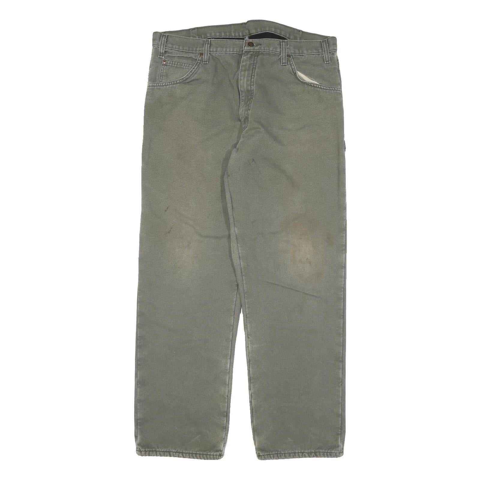 DICKIES Mens Cotton Blend Green Regular Straight Trousers W38 L31 Workwear Zip Refurbished - N/A refurbished available on Cerqular